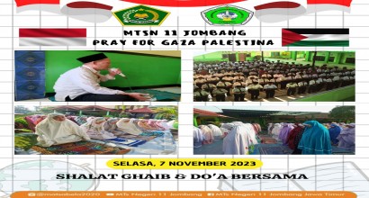 MTsN 11 Jombang Gelar Shalat Ghaib dan Doa Bersama, Sebagai Bentuk Kepedulian Terhadap Korban Perang Palestina